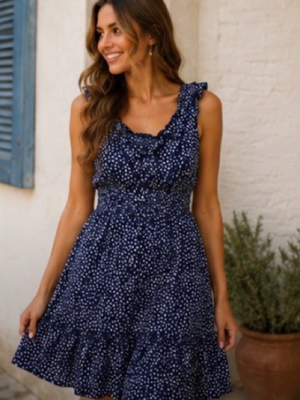 Blue floral mini dress, flirty, Party dress, date night